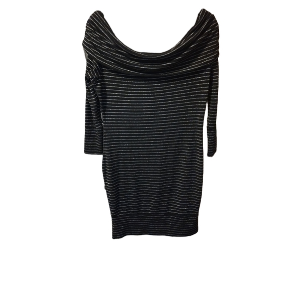 Torrid Black and Silver Off Shoulder Body Con Dress - Picture 4 of 4